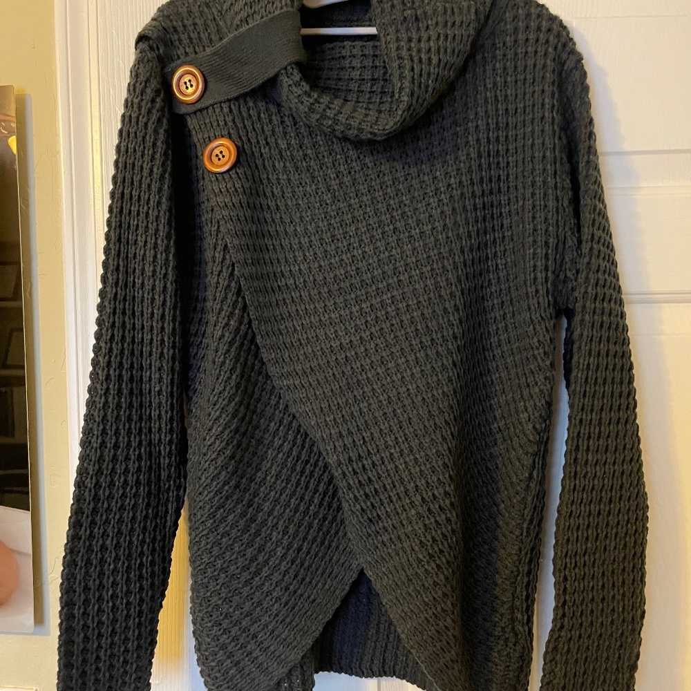 NWT Zenana Cowl Pullover Sweater Size S - Ash